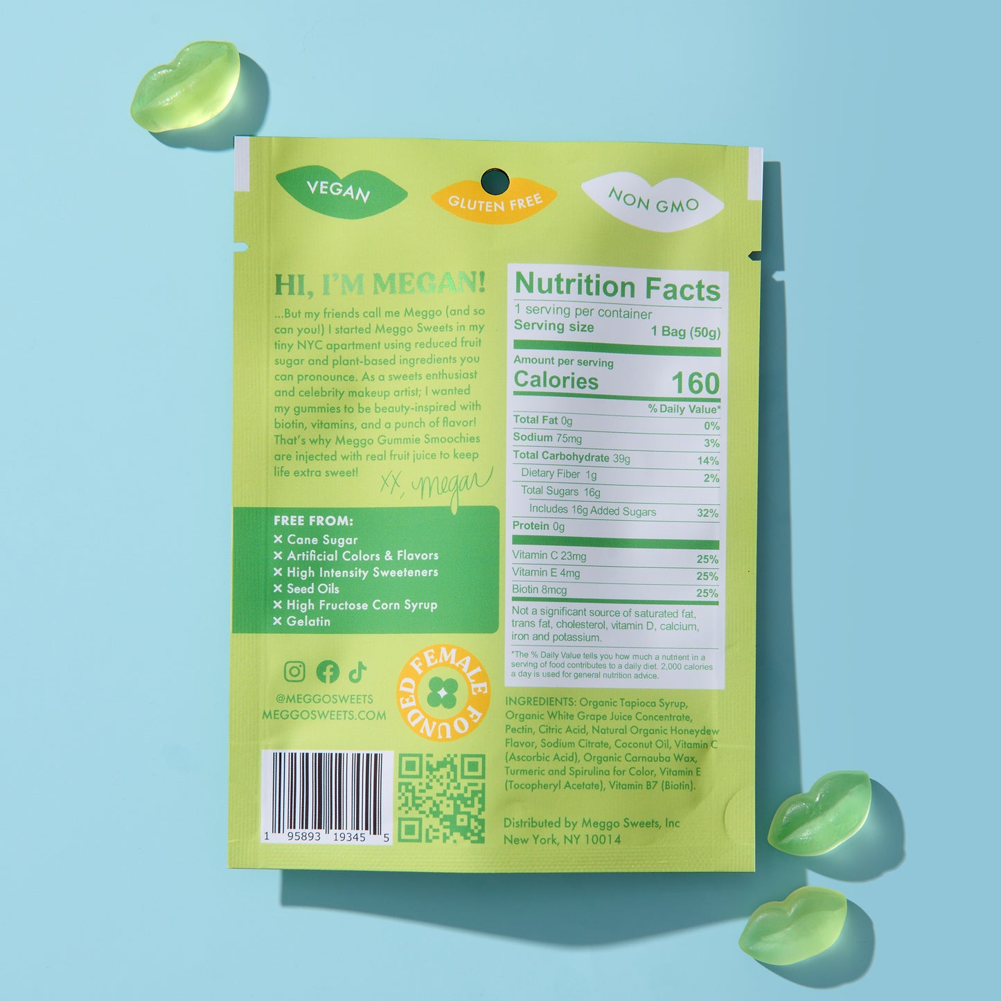 Meggo Sweets Honeydew Gummie Smoochies