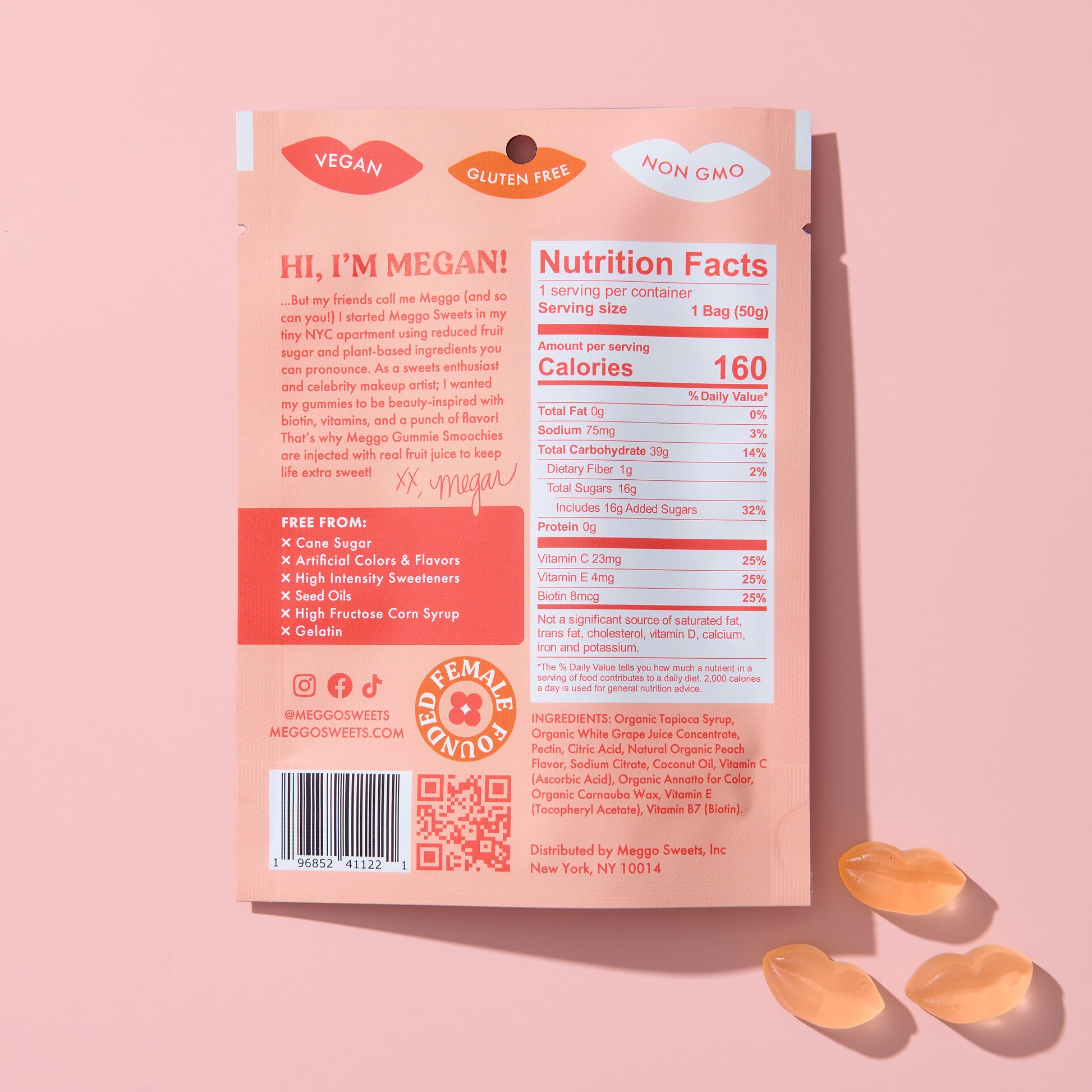 Meggo Sweets Peach Gummie Smoochies