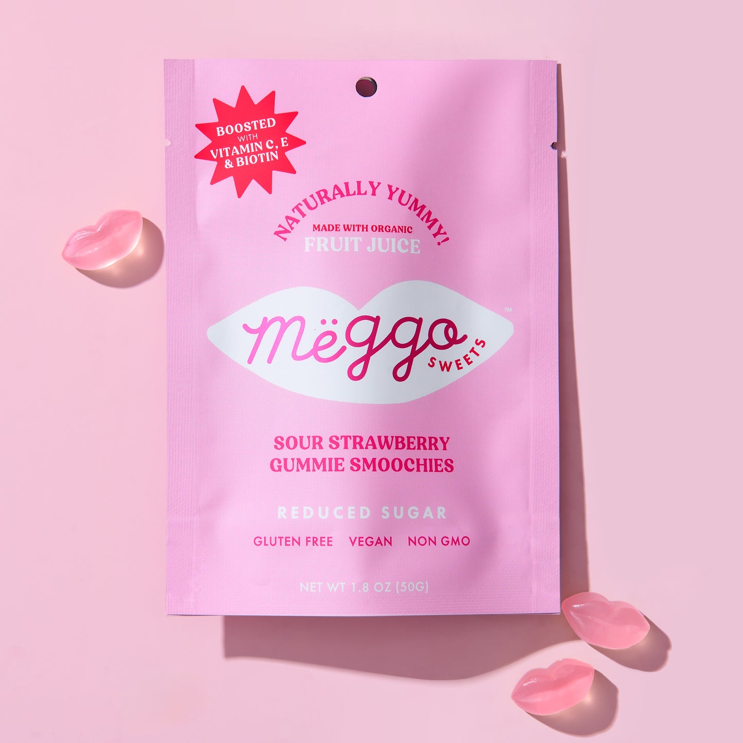Meggo Sweets Sour Strawberry Gummie Smoochies